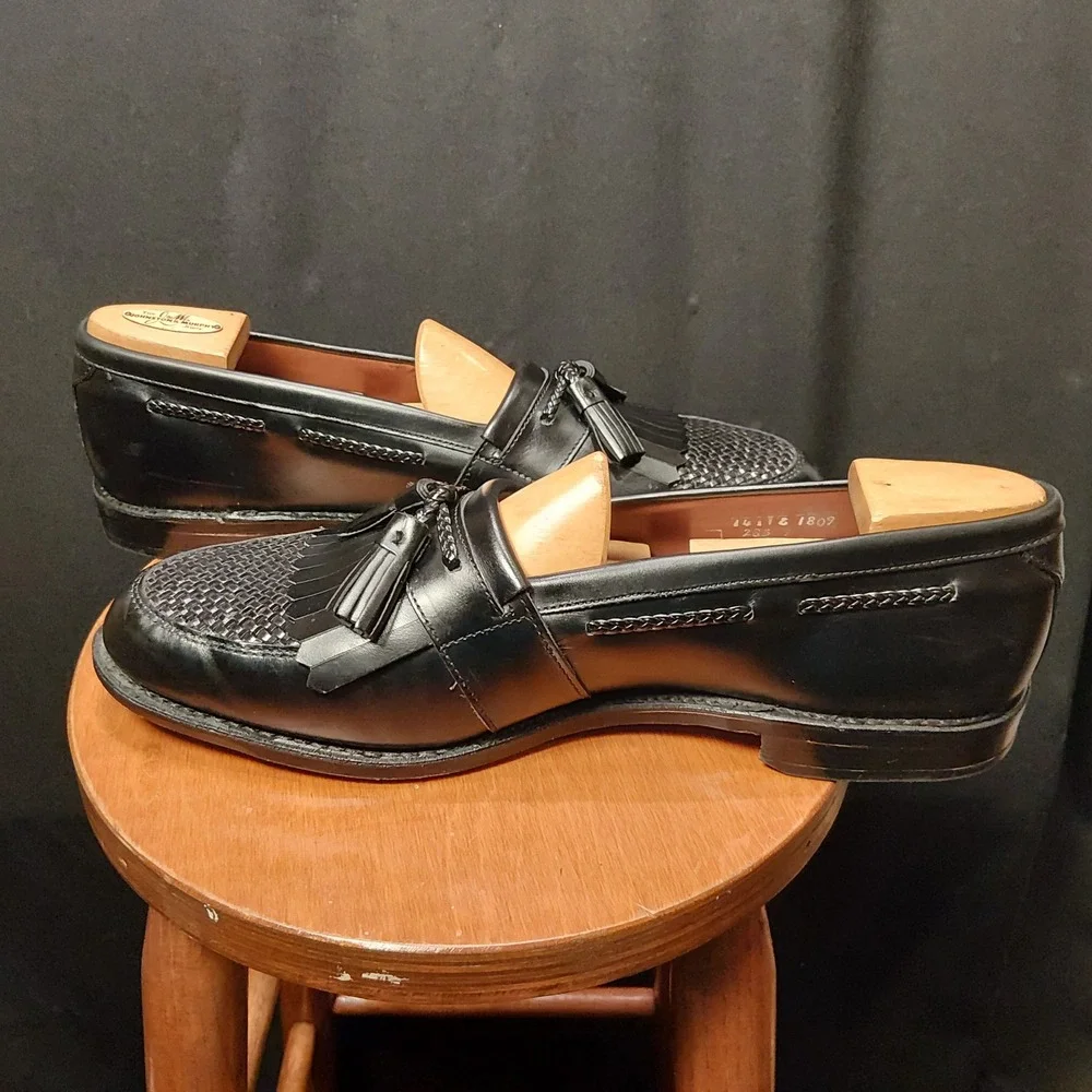 Allen Edmonds Cody Black Woven Tassel Kiltie Loafers Mens 14 E Made in USA 1809